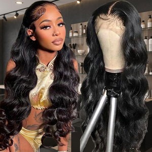Special Sale 24 Inch Virgin Brazilian Human Hair <b>Wigs</b> Natural <b>Black</b> Transparent HD for Front Body Wave Double Drawn Baby Hair - Product Image 3