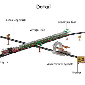 300CM Long Taille Électrique Jouet Voiture Rétro Réaliste Scènes Jouet Vintage Train Modèle Chemin De Fer avec Lumière Sonore - Product Image 2