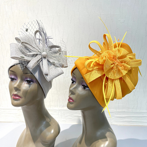 Mh-1136 Top Qualité Africain <span class=keywords><strong>Femme</strong></span> Musulman Hijab Bonnet Femmes Turbante Mujer Aso Oke Avec Perles Chapeaux De Fleurs Africaines - Product Image 5