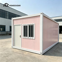 Maison préfabriquée modulaire, maison-conteneur moderne rose tendance, mini-cabane modulaire