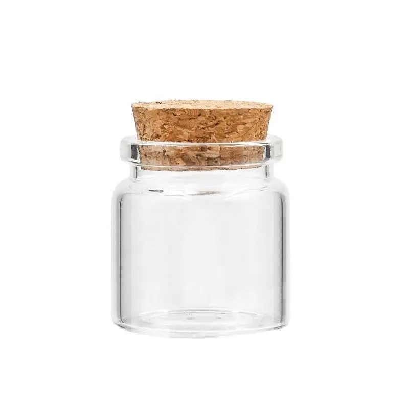 Gran oferta, tubo de almacenamiento de embalaje de vidrio de tarro de azafrán redondo transparente de 30 ml con Corchos