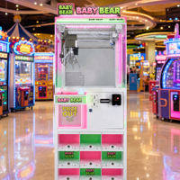 Machine à griffes miniature à monnayeur avec éclairage LED rose et vert, 9 compartiments de présentation de prix, machine de jeu d'arcade
