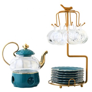 Nordic Flower Tea Cup <b>Set</b> British Ceramic Glass Flower Tea <b>Set</b> Candle Teapot With Filter Afternoon Tea <b>Set</b> - Product Image 3