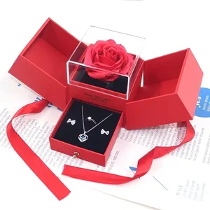 वैलेंटाइन दिवस नया लाल उपहार बॉक्स डबल डोर रिंग नेकलेस बॉक्स संरक्षित साबुन गुलाब फूल आभूषण उपहार बॉक्स