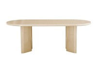 Table à manger ovale de luxe en MDF, design élégant, finition beige brillante, pieds incurvés, style crème, prix de gros