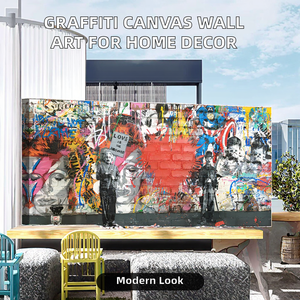 Stampe d'arte moderne su tela <span class=keywords><strong>con</strong></span> design di graffiti e ritratti per decorazioni domestiche - Product Image 3