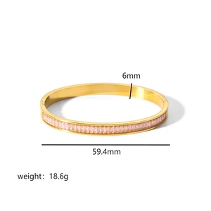 Bracelet jonc pour femme en acier inoxydable plaqué or 18 carats de haute qualité, sans ternissement, avec fermoir hexagonal octogonal en zircon - Product Image 6