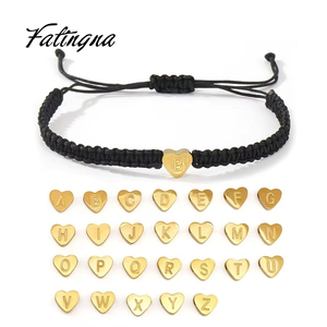Fatingna hand gewebtes Rotgold Liebes muster Armband Modische Freundschaft Armreifen Edelstahl Buchstaben Armband - Product Image 1