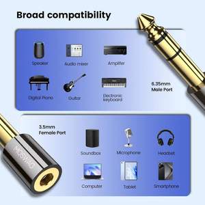 MOSWAG 6.35 MM Male to 3.5MM 3.5 MM Female Audio <b>Aux</b> Converter Adaptor Adapter <b>Cable</b> Cord - Product Image 4