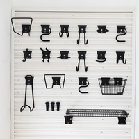 Crochets de suspension pour mur à lattes JH-Mech avec mécanisme de verrouillage, crochets de suspension simples en métal réglables pour mur à lattes, crochets de présentation en vrac