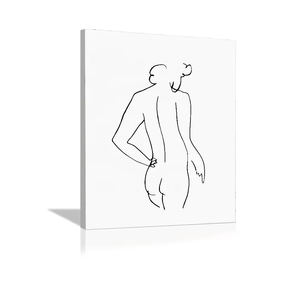 خط أسود بسيط تجريدي مؤطر لوحات زخرفية للجدران طباعة قماش موضوع صورة - Product Image 1