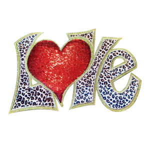 Valentinstag Personalisierte Bestickte Große Glitzer-Pailletten-Herz-Stickerei Aufbügelbare Patches für Kleidung - Product Image 2