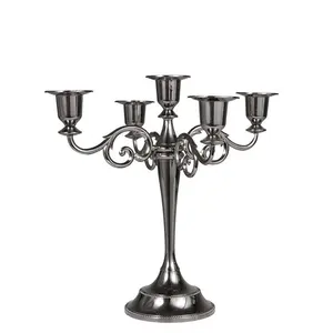 Romantis Retro Dekorasi Pernikahan Logam Emas Lilin Berdiri 3 Lengan 5 Lengan Tempat Lilin Candelabra Centerpieces Tempat Lilin