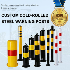Poteau <span class=keywords><strong>de</strong></span> signalisation routière <span class=keywords><strong>de</strong></span> sécurité en acier au carbone haute résistance, protection IP55, galvanisé, avec bandes réfléchissantes blanches et rouges - Product Image 6