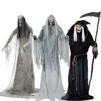 Grande Décoration Animatronique d'Halloween : Squelette Électrique Sonore, Fantôme, Sorcière, Homme Citrouille – Accessoire d'Horreur pour Maison Hantée