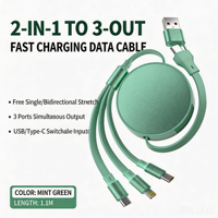 Cable de Carga Rápida 3 en 1 con Trenzado de TPE, USB 3.0 5A para Dispositivos Android/iOS/Tipo-C