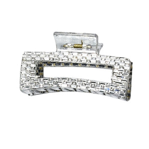 Pince à cheveux en strass, clip rectangulaire creux en cristal, barrettes de luxe élégantes - Product Image 6