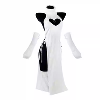 Robe longue dos nu sexy pour femme, style décontracté, en tricot doux, motif cœur uni, col roulé, bretelles spaghetti, en nylon/coton