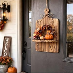 Wooden Wall Mounted <b>Shelf</b> With Vase Holder Rectangle Floating Storage Rack For Living Room <b>Desktop</b> Display - Product Image 4