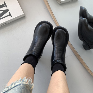 Bottes pour femmes à semelle épaisse, bottes basses britanniques, bottes de neige imperméables, bottes d'hiver d'extérieur, isolation en peluche, bottes <span class=keywords><strong>Chelsea</strong></span> courtes - Product Image 2