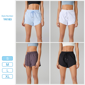 YK183 recién llegado pantalones cortos atléticos de delfín con cordón de cintura media con bolsillos de forro pantalones cortos de Yoga ligeros sueltos informales para correr - Product Image 3