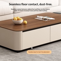Meuble TV et table basse en bois massif style rondins avec rangement pour salon, sur pieds