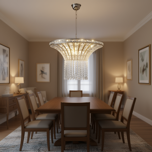 8-Light 23.6 In Wide Transparent Crystal Waterfall Chandelier Gold Pendant Light For Living Room - Product Image 2