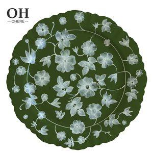 Service de vaisselle en porcelaine verte vintage Ouhe, assiettes irrégulières, location de mariage, vaisselle en céramique, vente en gros - Product Image 1