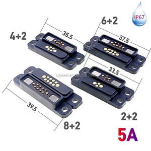 Su Geçirmez IP 67 Yüksek Akımlı Pogopin Erkek Dişi Şerit Kablolu Yaylı Güç 5A DC Manyetik <span class=keywords><strong>Pogo</strong></span> Pin Konnektörü - Product Image 2