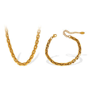 Pulsera y Collar de <span class=keywords><strong>Cadena</strong></span> <span class=keywords><strong>Cubana</strong></span> de Acero Inoxidable de Alta Gama Personalizados, Accesorio de Moda Simple y Elegante, Joyería Impermeable - Product Image 5