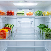 Conteneur alimentaire rectangulaire en polycarbonate 1/1 avec couvercle à clapet, écologique, compatible réfrigérateur et lave-vaisselle, organisateur de cuisine