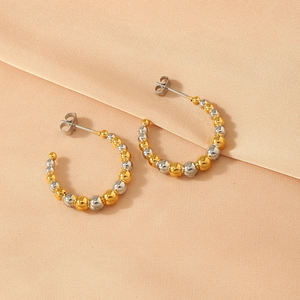 ต่างหูห่วงสแตนเลสแบบห่วงเครื่องประดับแฟชั่นสำหรับผู้หญิงต่างหูเข็มสามสีแบบห่วงไม่ก่อให้เกิดอาการแพ้ - Product Image 5