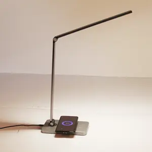 Eye production soft light no glare folding LED reading desk lights rechargeable wireless charger study lamp silver table lamp