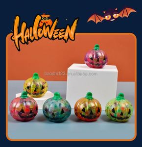 ของเล่นบีบฟักทองฮาโลวีนขนาดเล็ก บรรจุเม็ดบีด พร้อมพวงกุญแจ TPR ของเล่นบีบคลายเครียด ของเล่นบีบแก้เครียดเทศกาลผี - Product Image 2