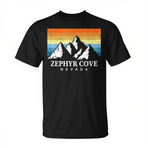 Zephyr Cove Nevada Mountain Print T-Shirt Vintage Hiking Souvenir - Product Image 2