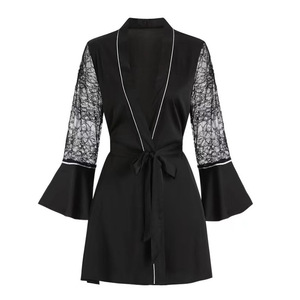 Peignoir d'été Meishilan en polyester à manches longues avec col châle sans bretelles, style 131 - Product Image 1