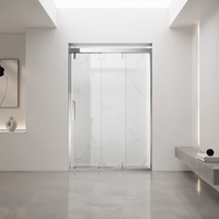 Paroi de douche coulissante double FUSA, 1 panneau fixe, verre trempé 8 mm, cloison de salle de bain, cadre en acier inoxydable 304, directement de l'usine