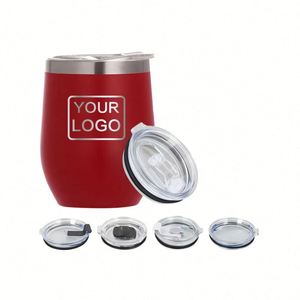 Tasses isothermes personnalisées en forme d'œuf de 12 oz, en acier inoxydable 304, avec couvercles, pour le camping - Product Image 1