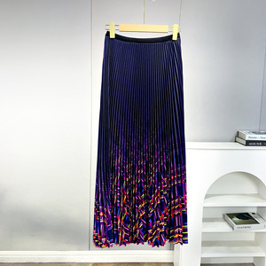 Falda plisada informal transpirable con estampado degradado y cintura natural, talla grande, holgada, estilo maxi, ropa a granel, nueva llegada PY 2026 - Product Image 6