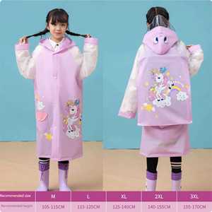 Chubasquero <span class=keywords><strong>de</strong></span> PVC estilo dibujos animados al por mayor con mochila escolar impermeable EVA larga para niños y niñas viajes y senderismo - Product Image 5