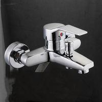 Mitigeur de bain-douche mural chromé à levier unique avec inverseur 3 voies, robinet de baignoire avec cartouche céramique, eau chaude et froide
