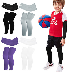 Children's Sun Protection Arm And Leg Sleeves Solid Color Quick Dry Outdoor Sports UV Protection For Boys Cycling - Product Image 1