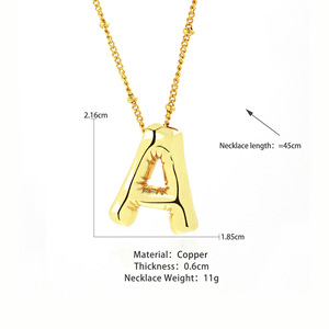 Collar con Colgante de Letra Inicial de Globo, Chapado en Oro de 18K sobre Cobre, Joyería Delicada para Mujeres y Niñas, Regalo - Product Image 5