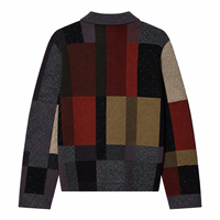 OEM Benutzerdefiniertes Logo Herren Patchwork Strick-Cardigan Wolle-Baumwoll-Mischung Gemischte Textur Knopfleiste Vorne Pullover