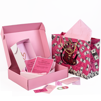 Custom pink Corrugated Cardboard Paper Box Set Packaging Tear Strip Bags Printed Self Sealing Mailer Shipping Gift Box With Logo
