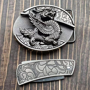 工厂批发定制锌合金防护牛仔皮带扣带隐藏式刀具 - Product Image 4