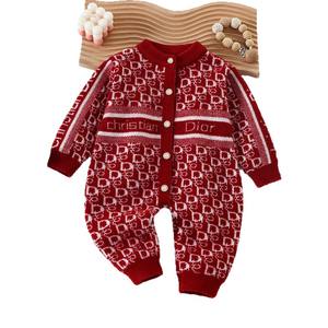 Mono de Escalada de Color Sólido 100% Algodón, Tejido de Punto, Cierre de Botones Prismáticos con Diseño de Oso, Estilo Casual, Ropa de Invierno con Bolsillo - Product Image 5