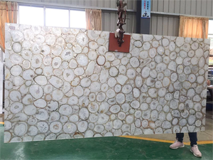 Wholesale Modern Luxury Brazilian White Agate Slabs Translucent Semi-Precious <b>Stone</b> Gemstone Backlit Waterproof Kitchen Villa - Product Image 3