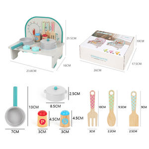 ชุดครัวทำจากไม้ชุดเล่นสมมติพร้อมเตาหม้อกระทะอุปกรณ์ทำอาหารชุดของเล่นตัดอาหารสำหรับเด็กผู้หญิงเด็กผู้ชายเด็กวัยหัดเดิน - Product Image 3