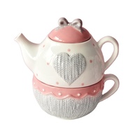 Ensemble de tasses et sous-tasses rose en céramique, style décontracté, pour un cadeau